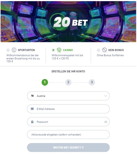 20Bet Erstellen Sie Ihr Konto